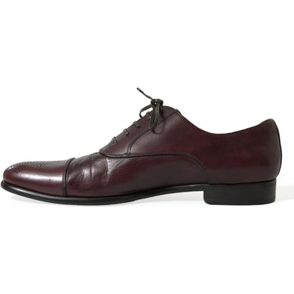Dolce & Gabbana Bordeaux Leather Men Formal Derby Dress Shoes