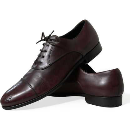 Dolce & Gabbana Bordeaux Leather Men Formal Derby Dress Shoes