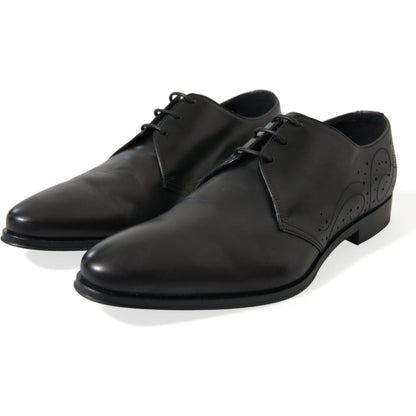 Dolce & Gabbana Black Leather Lace Up Formal Derby Dress Shoes