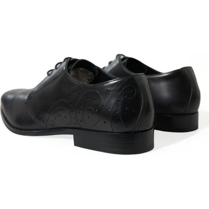 Dolce & Gabbana Black Leather Lace Up Formal Derby Dress Shoes