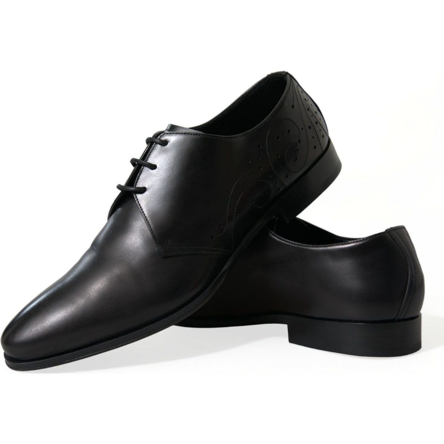 Dolce & Gabbana Black Leather Lace Up Formal Derby Dress Shoes