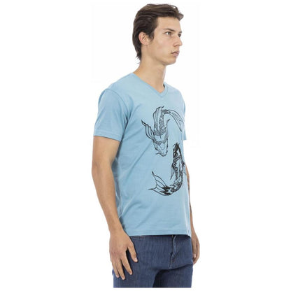 Trussardi Action Light Blue Cotton Men T-Shirt
