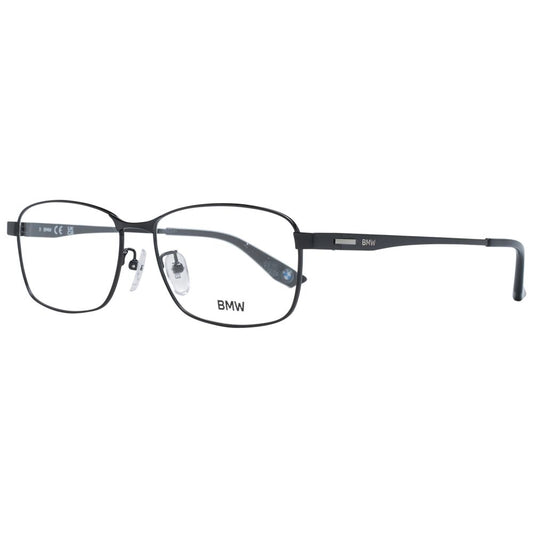 BMW Black Men Glasses Frame, titanium full-rim rectangle eyeglasses with demo lenses, branded case included.