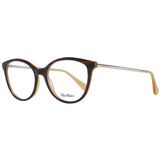 Max Mara Brown Women Glasses Frame full-rim butterfly style with demo lenses and branded case included.