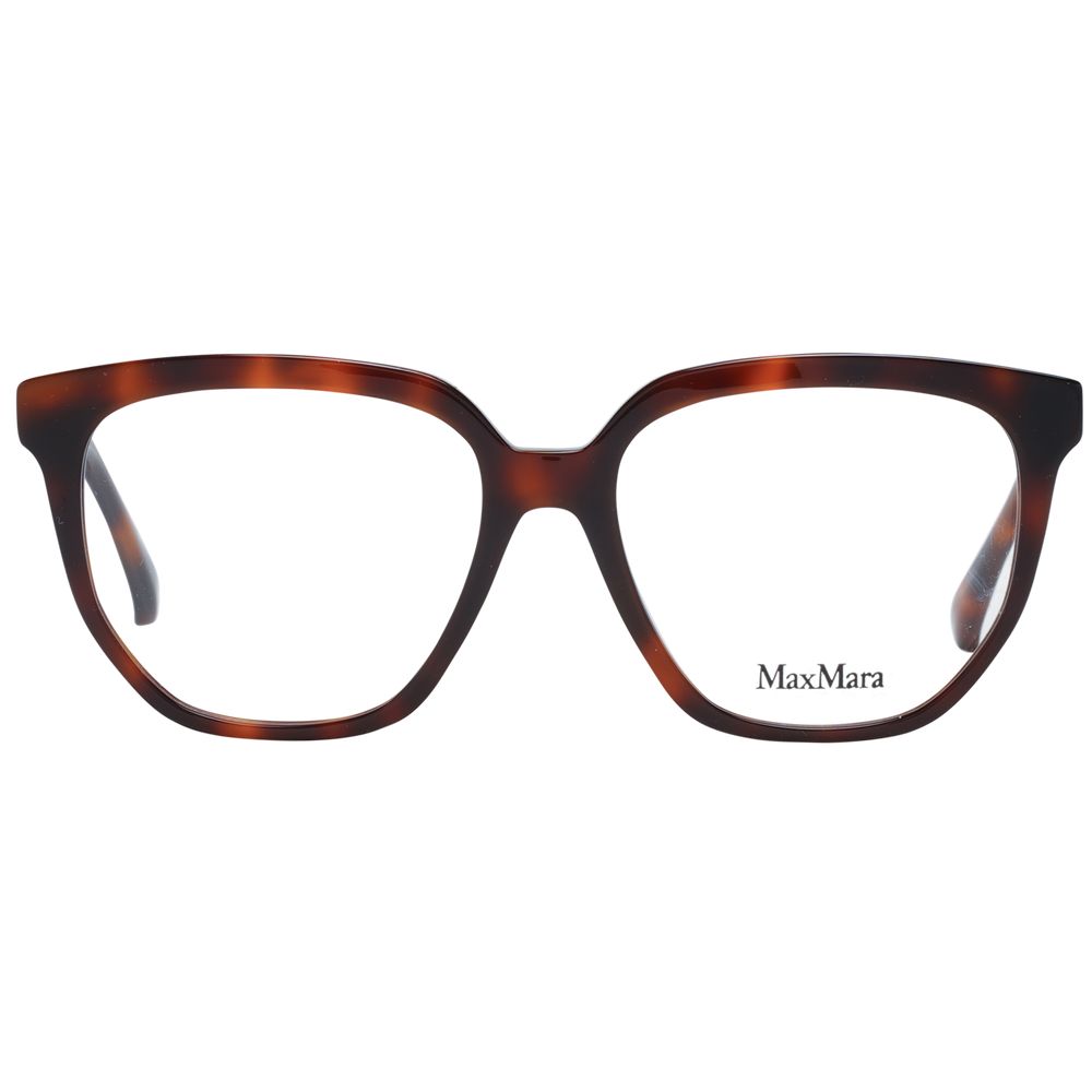 Max Mara Brown Women Glasses Frame, full-rim square design, plastic material, 53mm lens width, with branded case included.