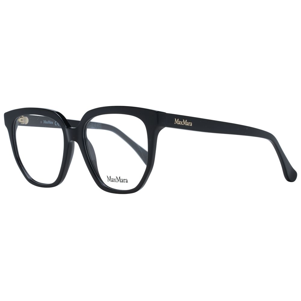 Max Mara Black Women Glasses Frame in full-rim plastic square style with demo lenses, size 53-16-140, includes branded case.