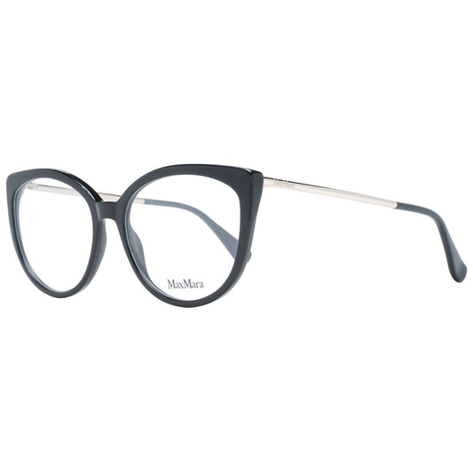 Max Mara Black Women Glasses Frame, full-rim cat eye style, black plastic material, size 54-16-140, with demo lenses and branded case.