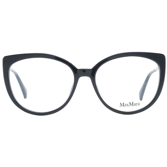 Max Mara Black Women Glasses Frame, full-rim plastic cat eye style, featuring 54-16-140 size, demo lenses, includes branded case.