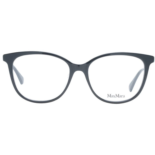 Max Mara Black Women Glasses Frame, full-rim square style, plastic material, demo lenses, includes branded case