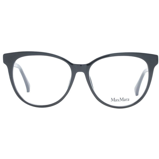 Max Mara Black Women Glasses Frame, full-rim cat eye with plastic frame and demo lenses, includes branded case, size 54-14-140.