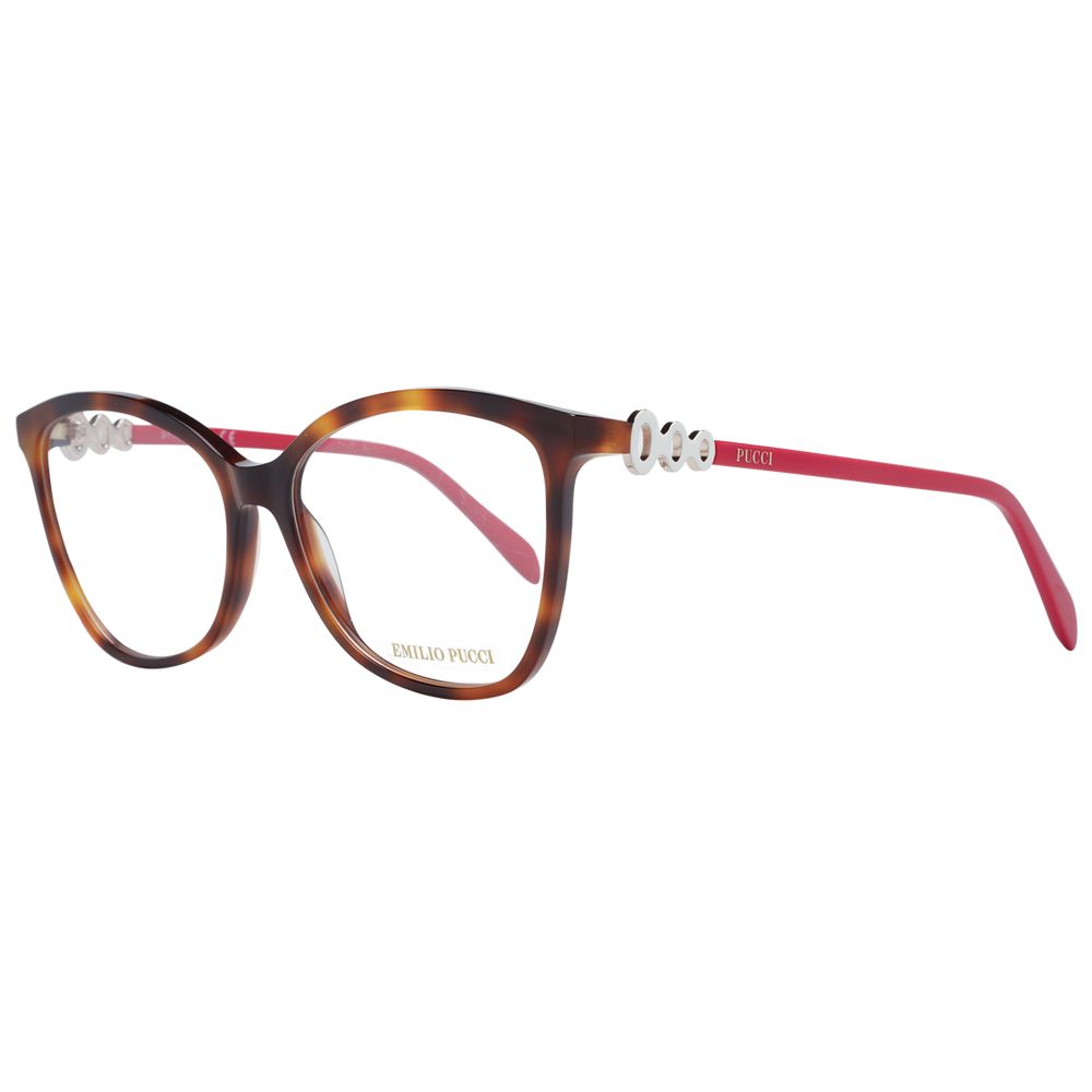 Emilio Pucci Brown Women Glasses Frame - Cat Eye, Full-Rim Plastic, Size 56-15-140, with Demo Lenses and Branded Case
