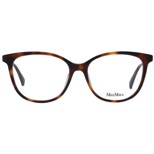 Max Mara Brown Women Glasses Frame in full-rim butterfly style, made of plastic with demo lenses, includes branded case.