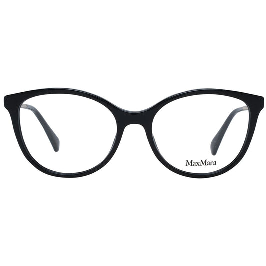 Max Mara Black Women Glasses Frame, full-rim black plastic with butterfly style and branded case included.