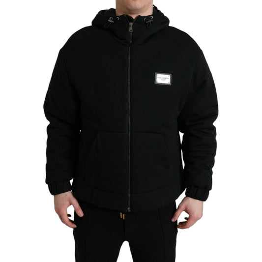 Dolce & Gabbana Black Cotton Hooded Logo Bomber Jacket JKT4009-48