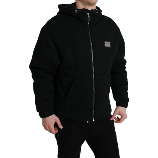 Dolce & Gabbana Black Cotton Hooded Logo Bomber Jacket JKT4009-48
