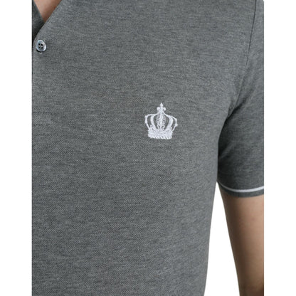 Dolce & Gabbana Gray Collared Short Sleeve Crown T-shirt