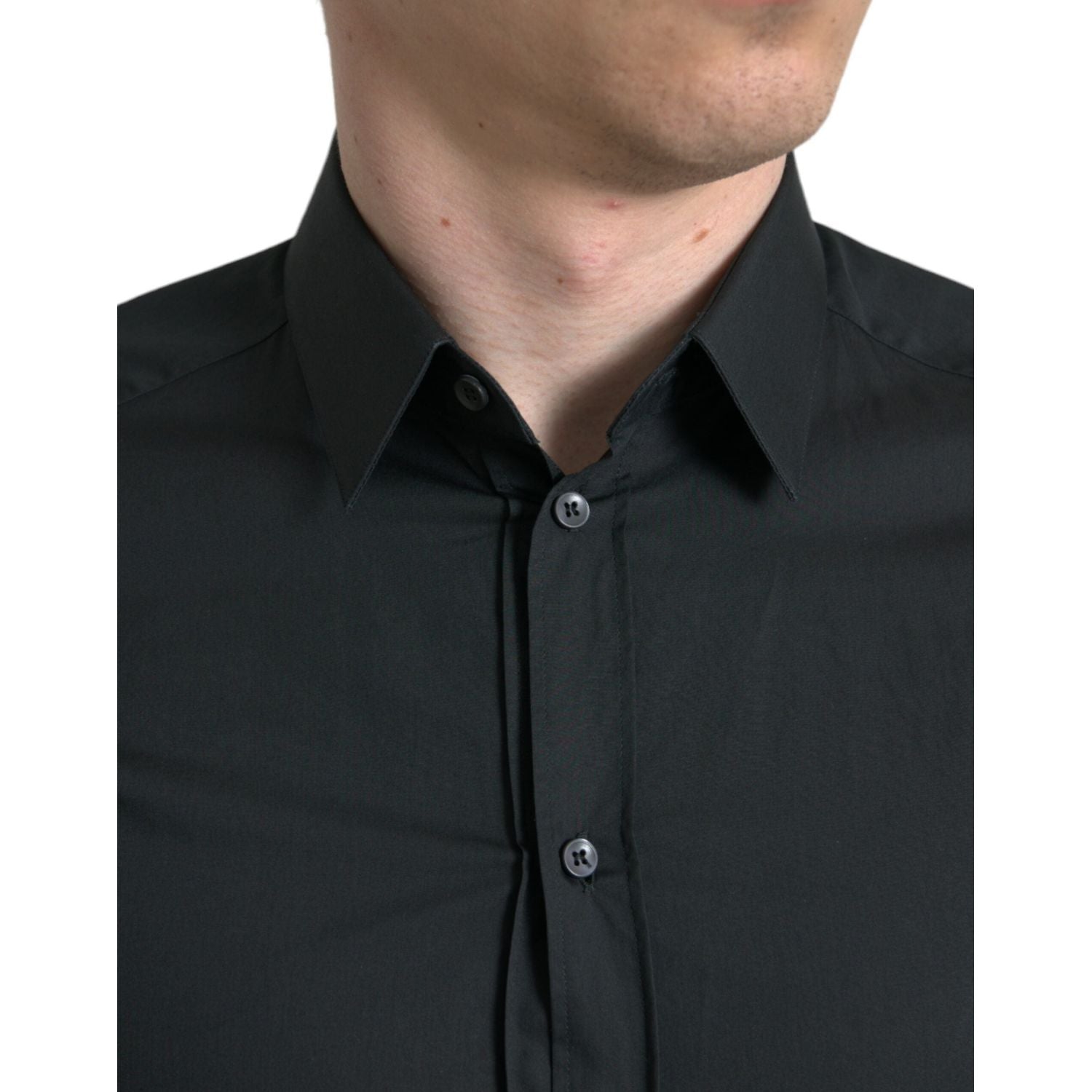 Dolce & Gabbana Black Cotton Silk Formal GOLD Dress Shirt