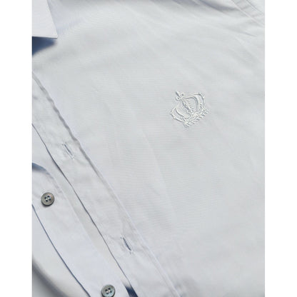 Dolce & Gabbana Sky Blue Cotton Men Formal GOLD Dress Shirt