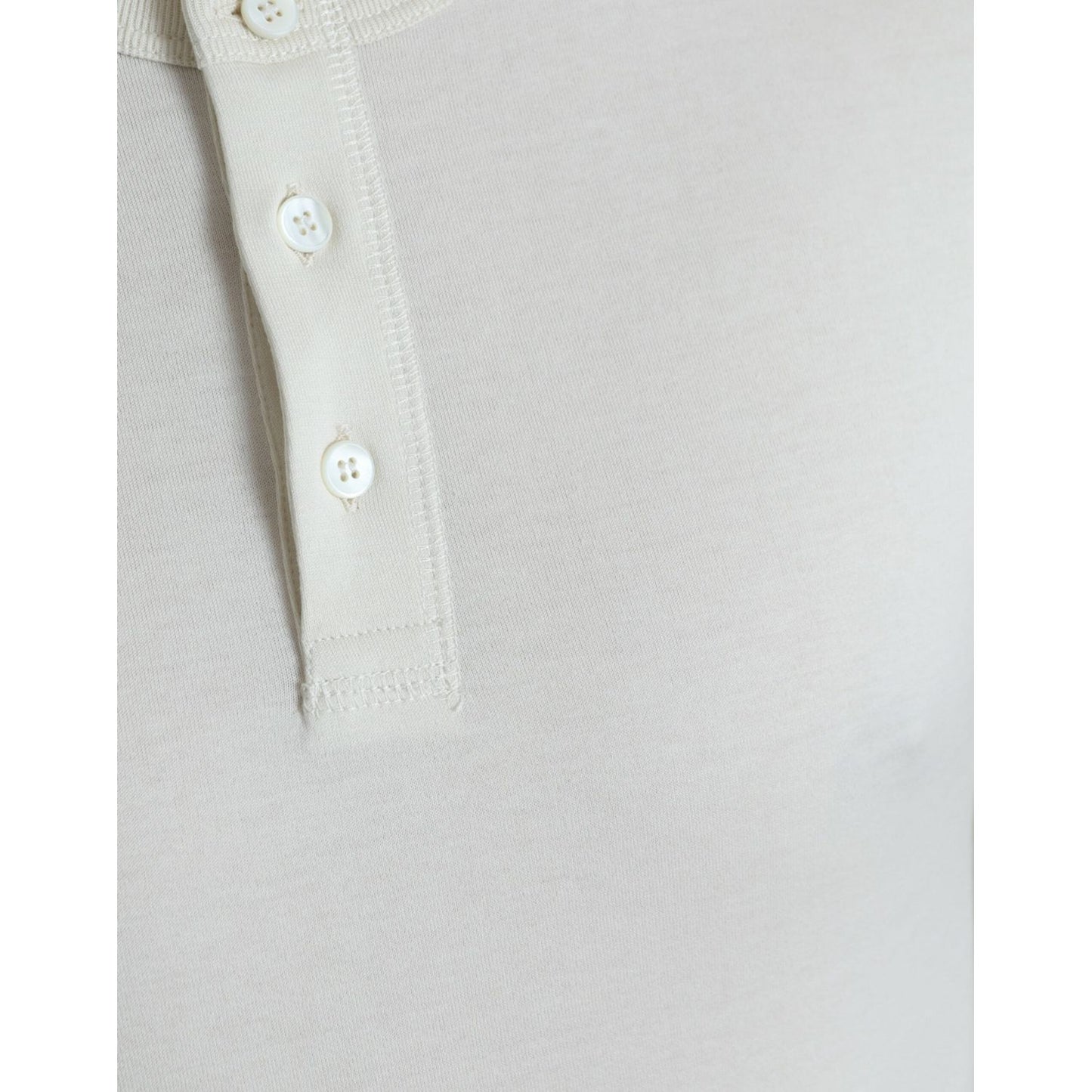 Dolce & Gabbana Off White Cotton Henley Pullover Sweater