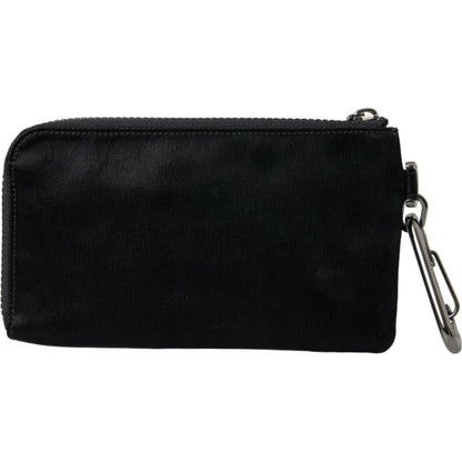 Dolce & Gabbana Black Nylon Logo Plaque Keyring Pouch Clutch Bags