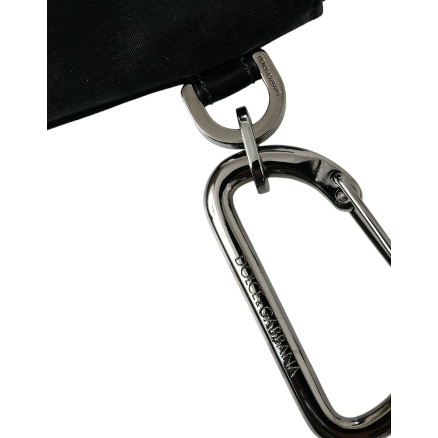 Dolce & Gabbana Black Nylon Logo Plaque Keyring Pouch Clutch Bags