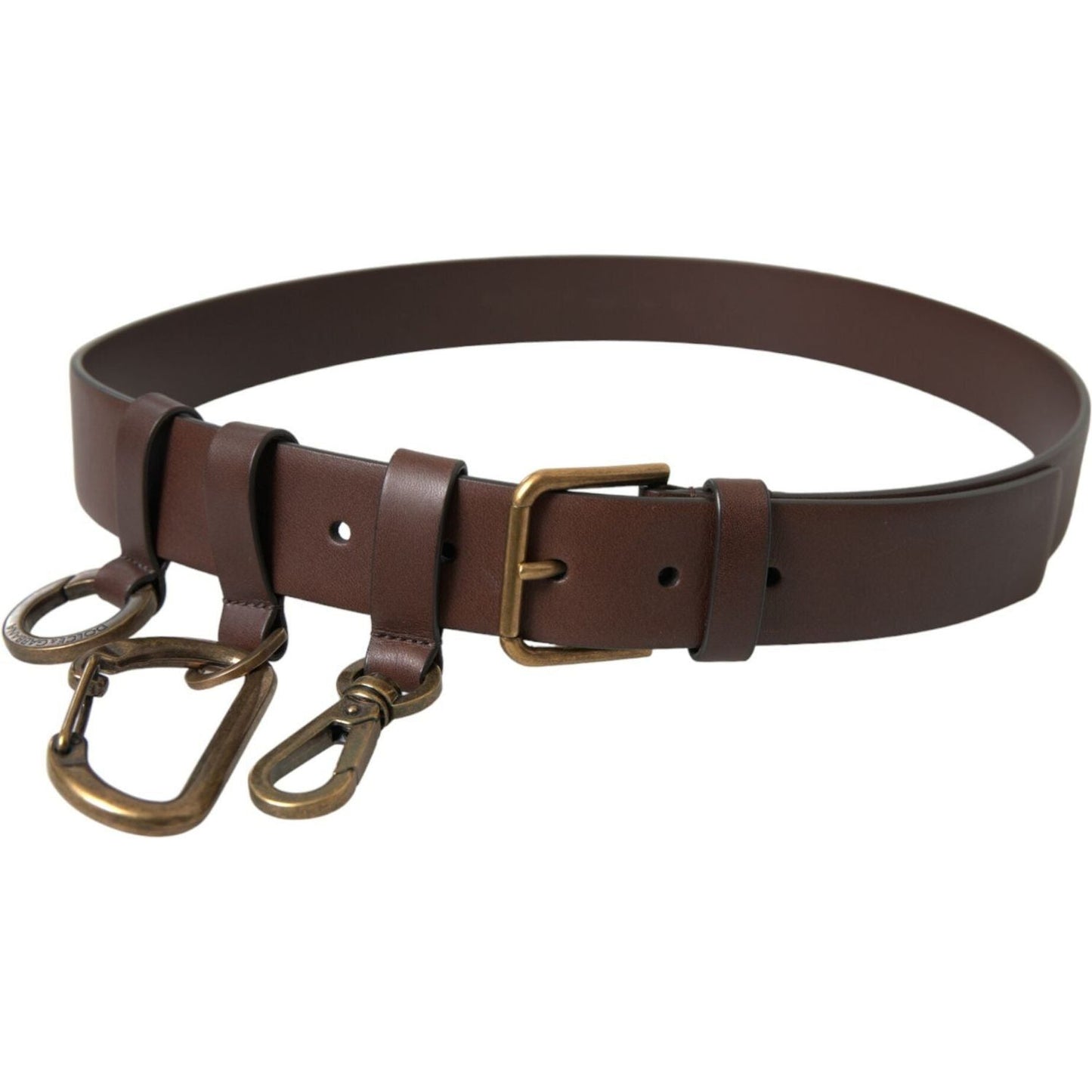 Dolce & Gabbana Brown Calf Leather Gold Metal Buckle Belt BEL9033-110