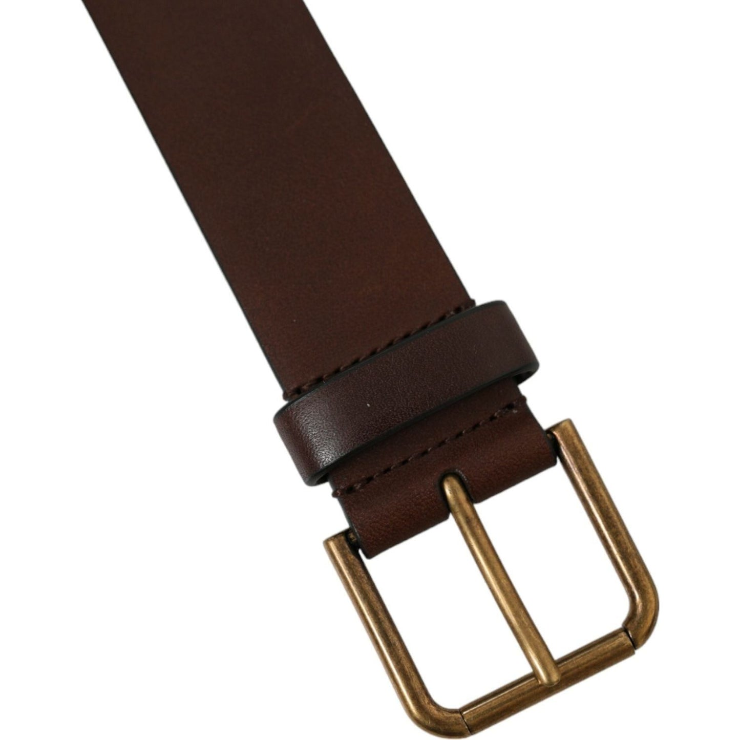 Dolce & Gabbana Brown Calf Leather Gold Metal Buckle Belt BEL9033-110