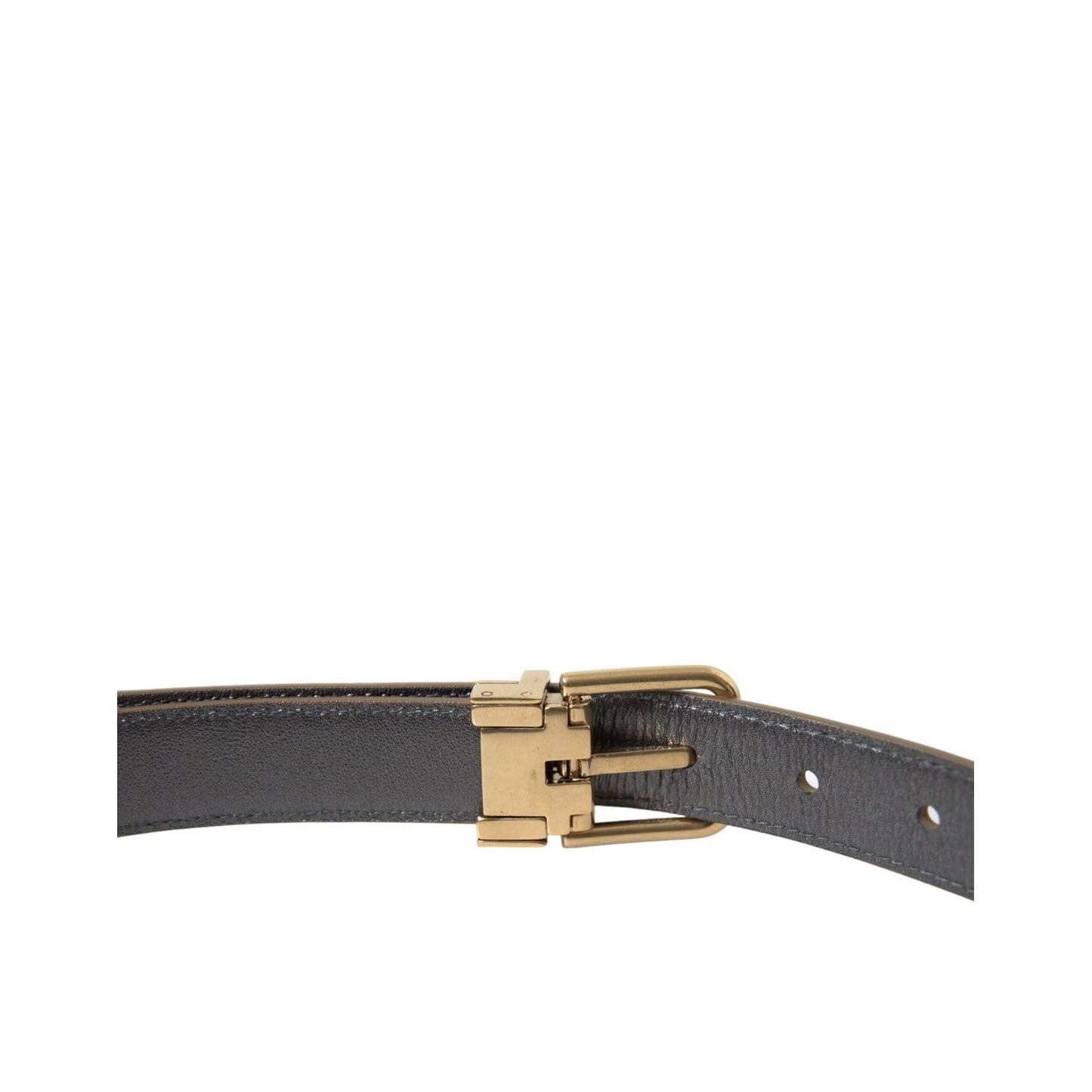 Dolce & Gabbana Metallic Gold Calf Leather Metal Buckle Belt