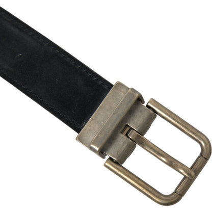 Dolce & Gabbana Black Suede Leather Gold Metal Buckle Belt