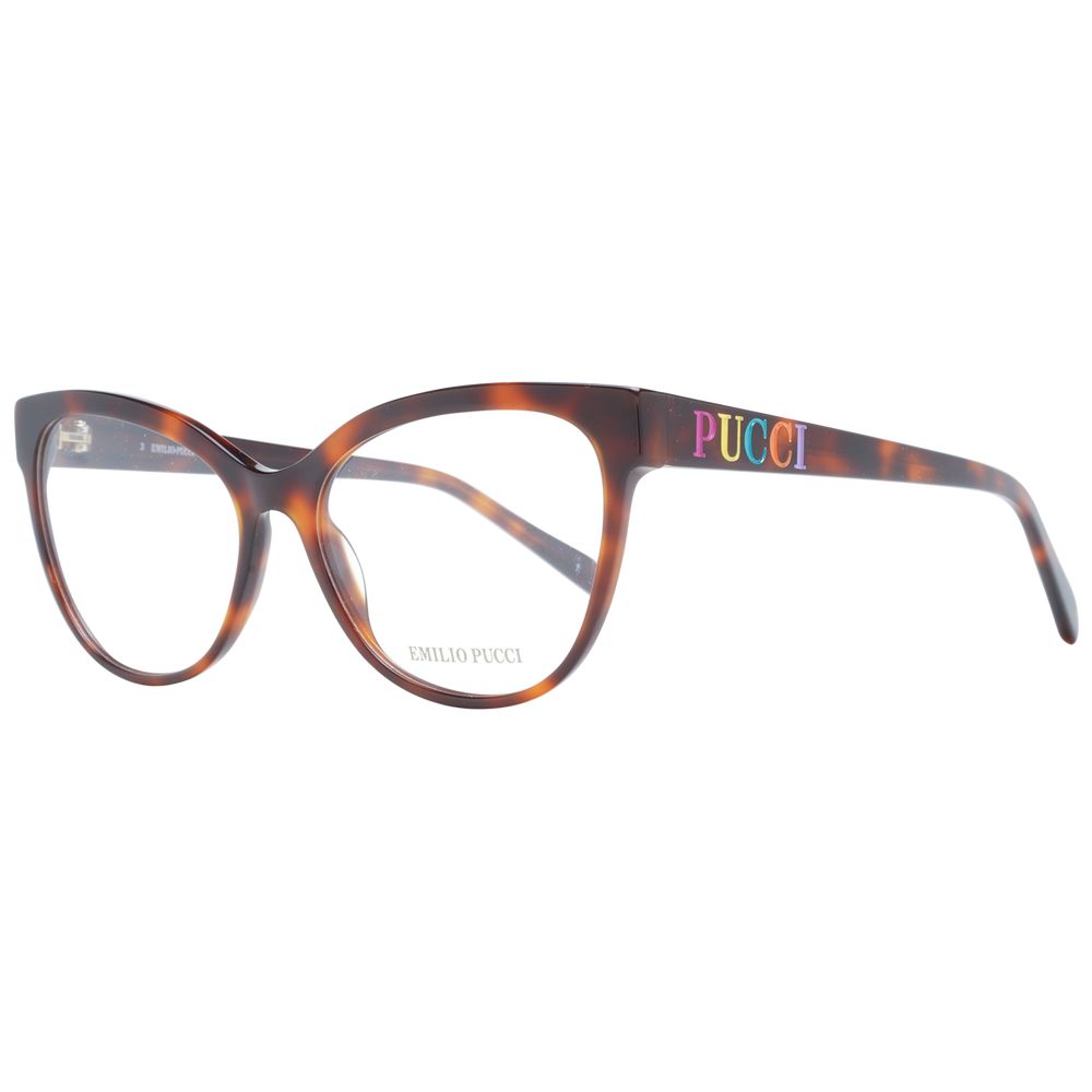 Emilio Pucci Brown Women Glasses Frame with full-rim plastic cat eye style and branded case included.