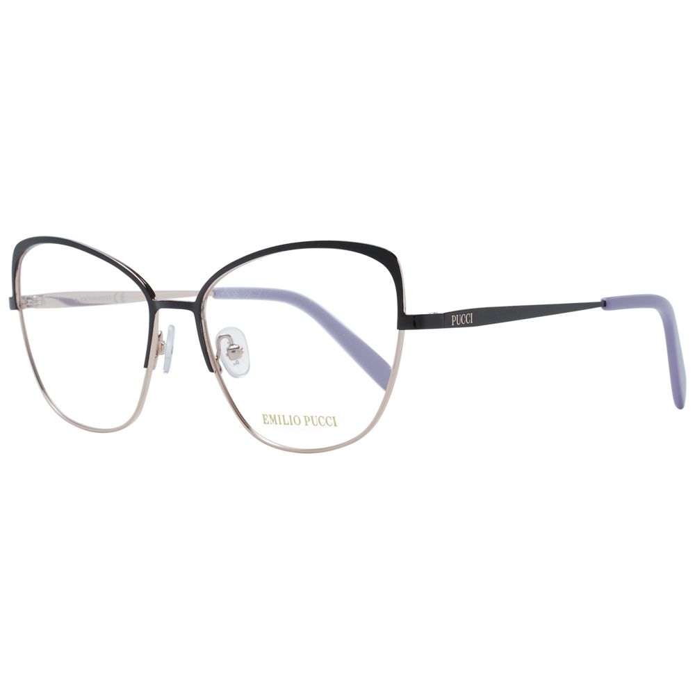 Emilio Pucci Black Women Glasses Frame, metal full-rim cat eye with demo lenses, size 56-16-140, comes with branded case.