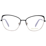Emilio Pucci Black Women Glasses Frame featuring full-rim cat-eye metal design, demo lenses, and branded case.