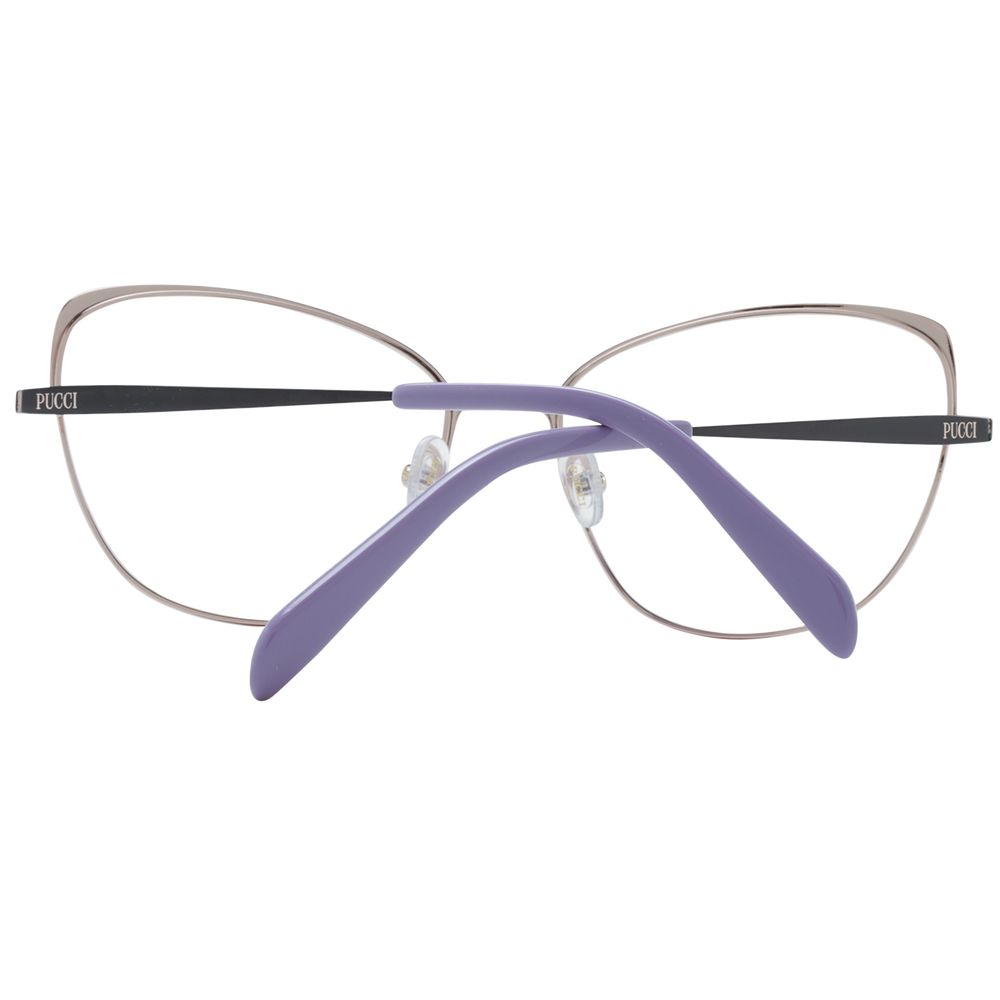 Emilio Pucci Black Women Glasses Frame, metal full-rim cat eye style with demo lenses; includes a branded case.