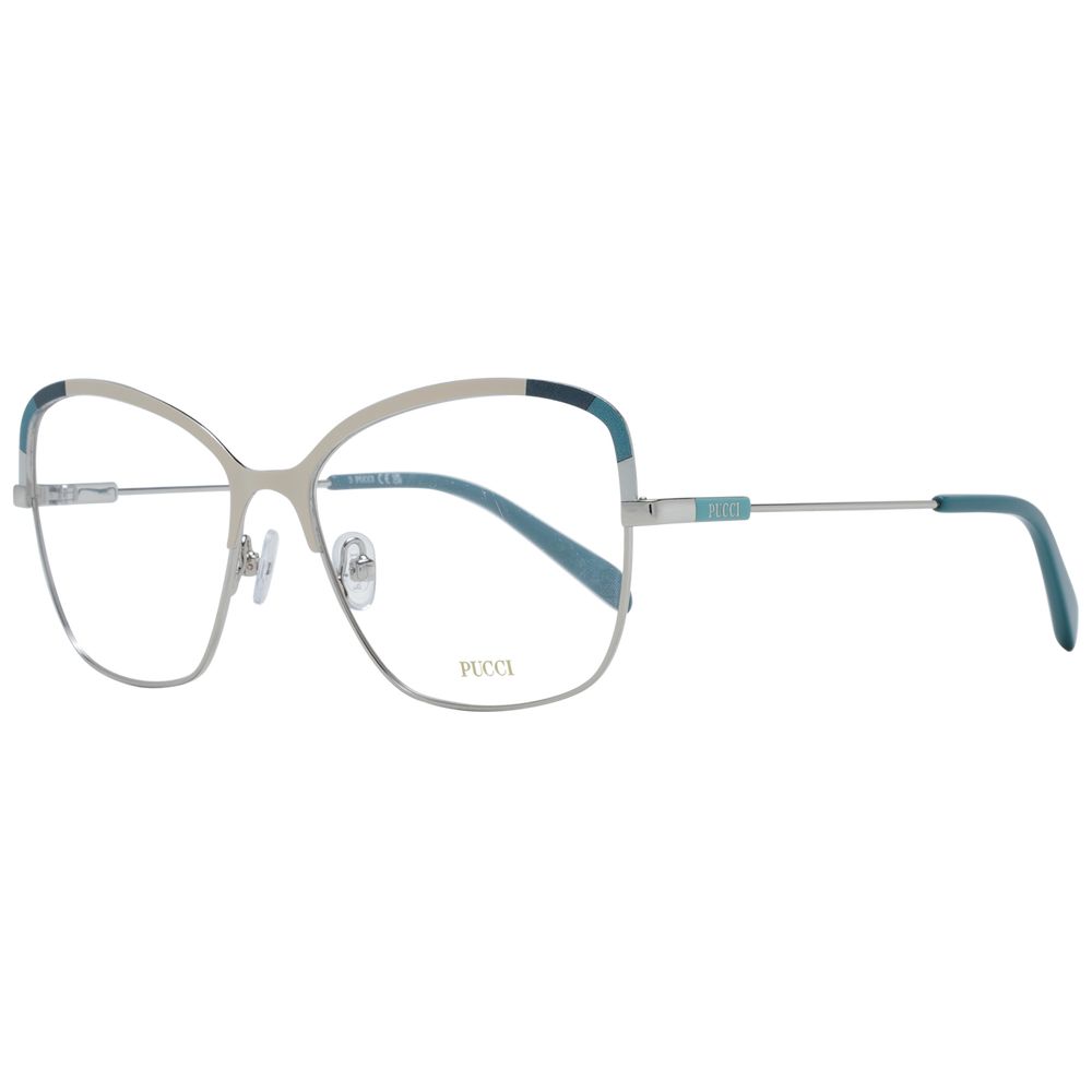 Emilio Pucci Multicolor Women Glasses Frame with full-rim butterfly design, metal frame, and demo lenses. Includes branded case.