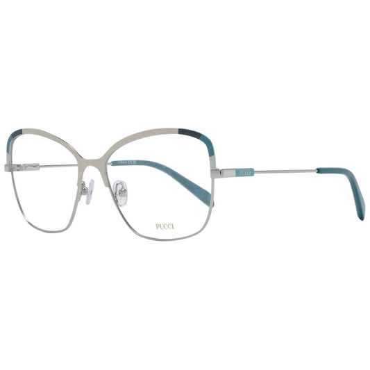 Emilio Pucci Multicolor Women Glasses Frame with full-rim butterfly design, metal frame, and demo lenses. Includes branded case.