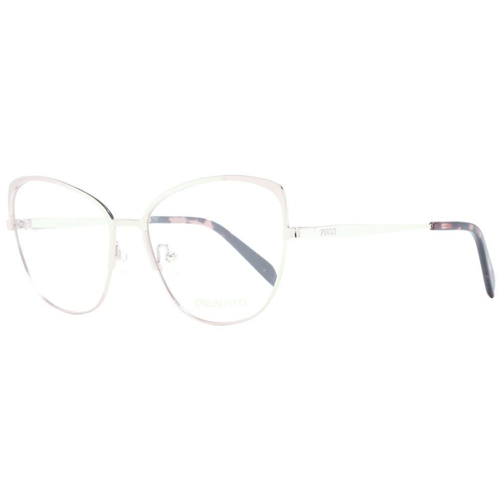 Emilio Pucci Rose Gold Women Glasses Frame, full-rim cat eye style, metal frame, demo lenses, branded case included
