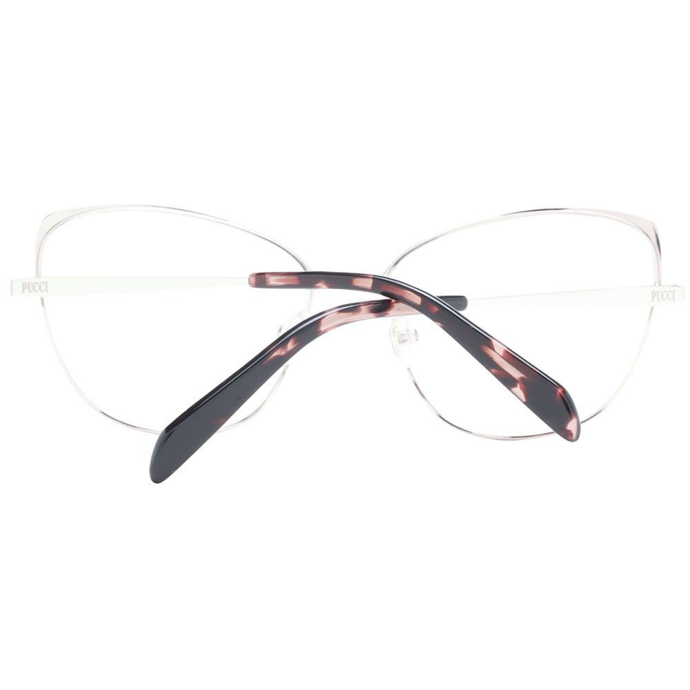 Emilio Pucci Rose Gold Women Glasses Frame with cat eye style and full-rim design, featuring demo lenses and metal frame.