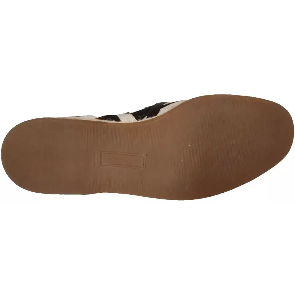 Dolce & Gabbana Black White Stripes Slip On Espadrille Shoes