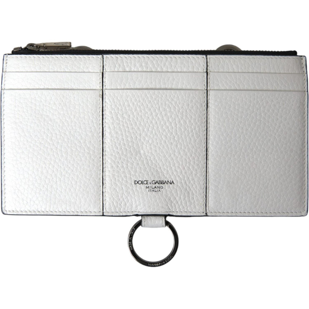 Dolce & Gabbana White Calfskin Leather Large Crossbody Card Holder Wallet BAG1384