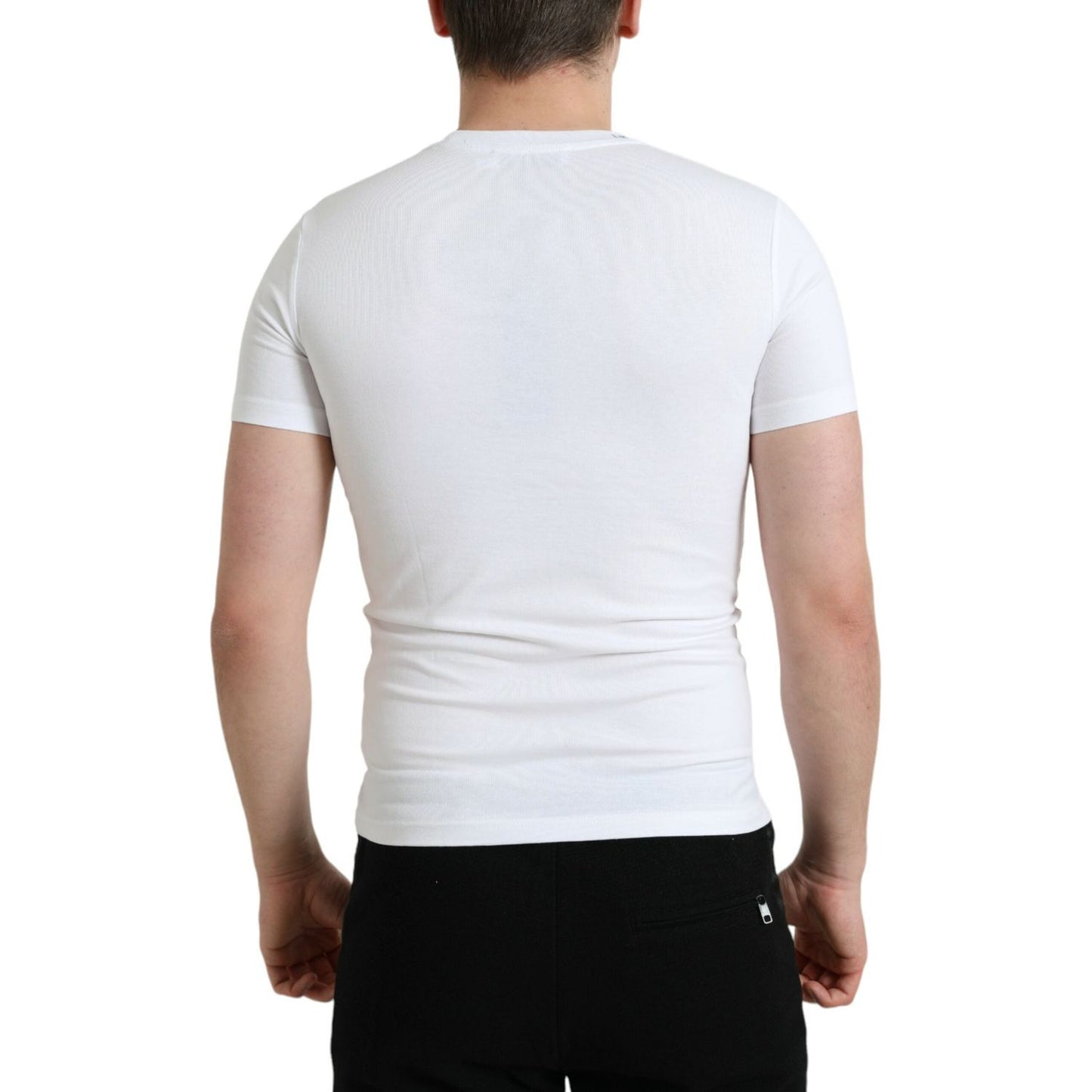 Dolce & Gabbana White Logo Print Cotton Crew Neck T-shirt TSH84588-44