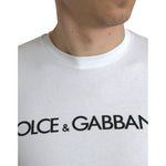 Dolce & Gabbana White Logo Print Cotton Crew Neck T-shirt TSH84588-44