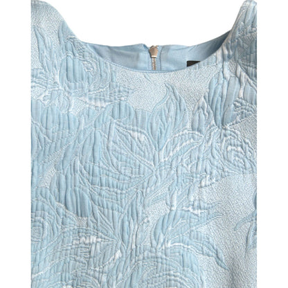 Dolce & Gabbana Light Blue Floral Jacquard Puff Sleeve Mini Dress