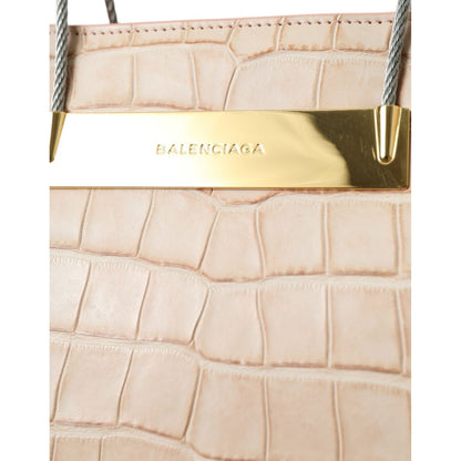 Balenciaga Pink Exotic Leather Embossed Cable Handle Shopper Tote Bag