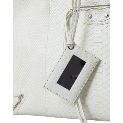 Balenciaga White Yellow Exotic Skin Leather Shopping Tote PAPIER Bag