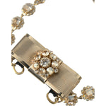 Dolce & Gabbana Gold Brass Clear Crystal Bow Chain Choker Necklace Necklace Dolce & Gabbana Rosy Brown