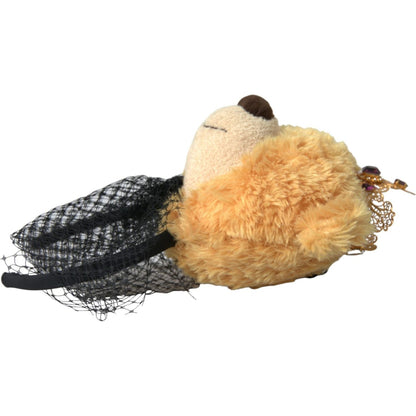 Dolce & Gabbana Brown Teddy Bear Gold Crystal Crown Hair Band Diadem