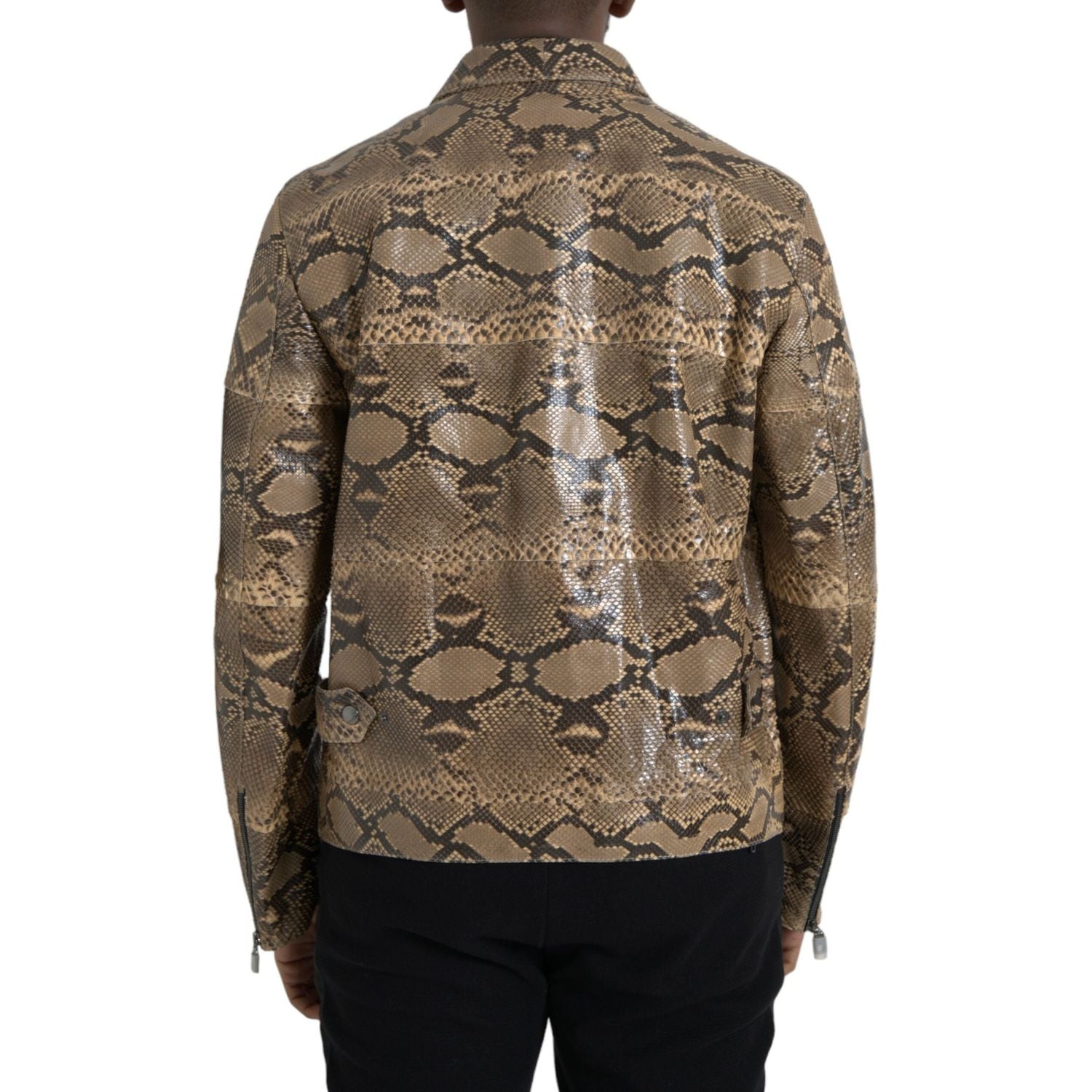 سترة بايكر بلوزون من الجلد الفاخر باللون البيج من دولتشي آند غابانا