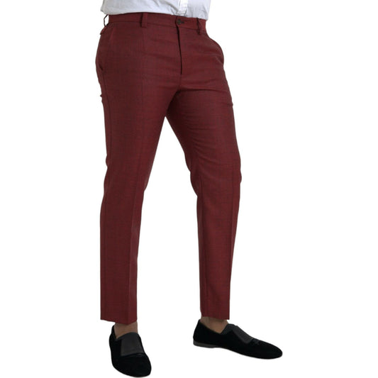 Dolce & Gabbana Maroon Wool Men Skinny Dress Pants PAN75310-48