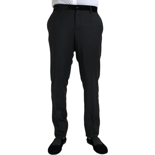 Dolce & Gabbana Black Silk Men Skinny Dress Pants PAN75330-54