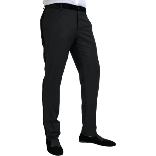 Dolce & Gabbana Black Silk Men Skinny Dress Pants PAN75330-54
